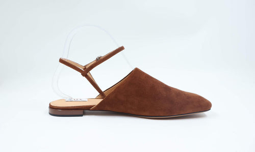 Cognac — Suede Slingback Flat