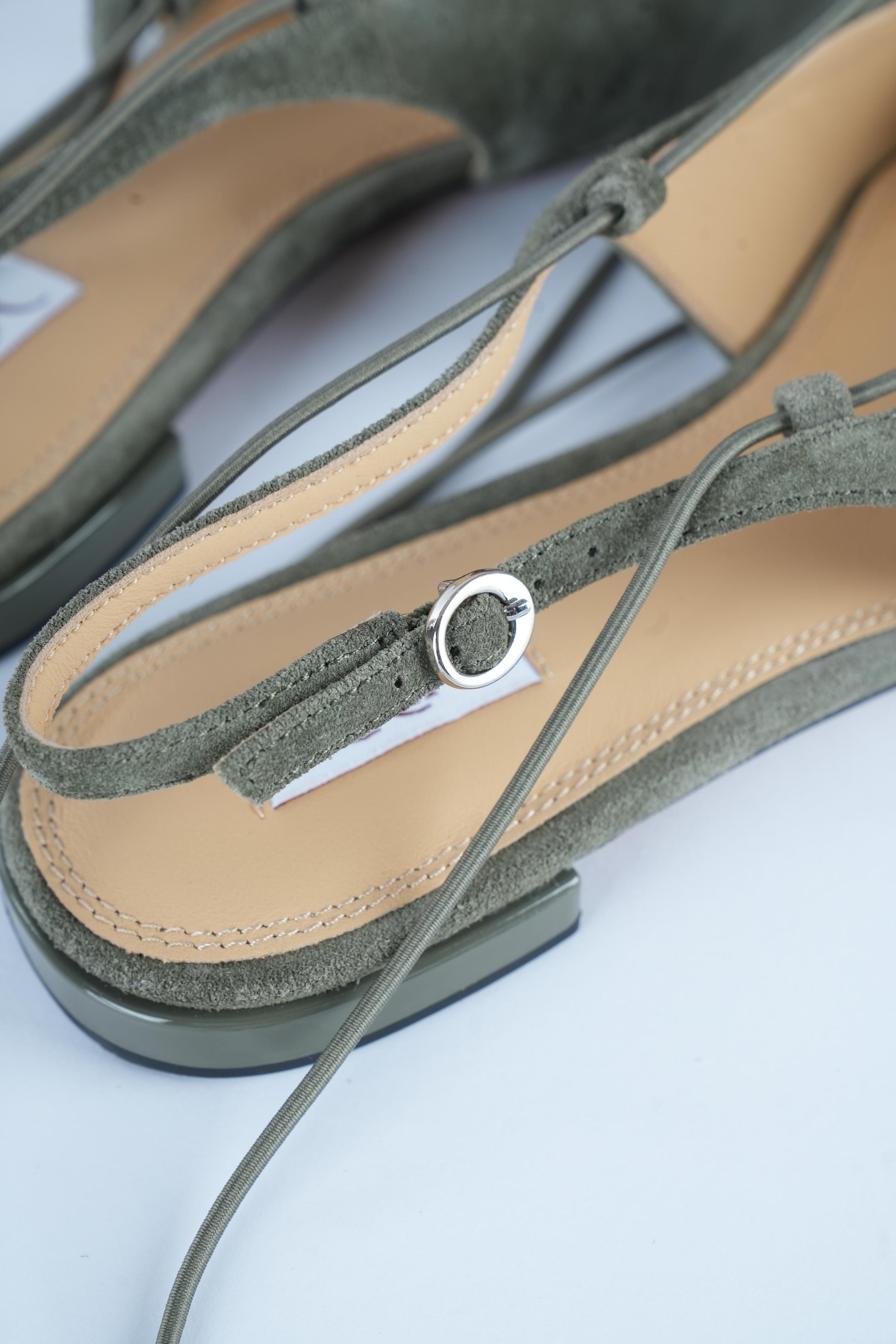 Solea — Olive Suede Lace Up Flat