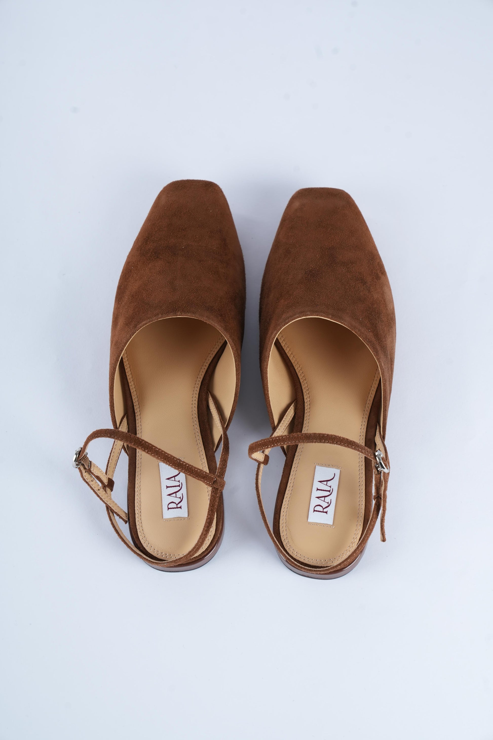 Cognac — Suede Slingback Flat