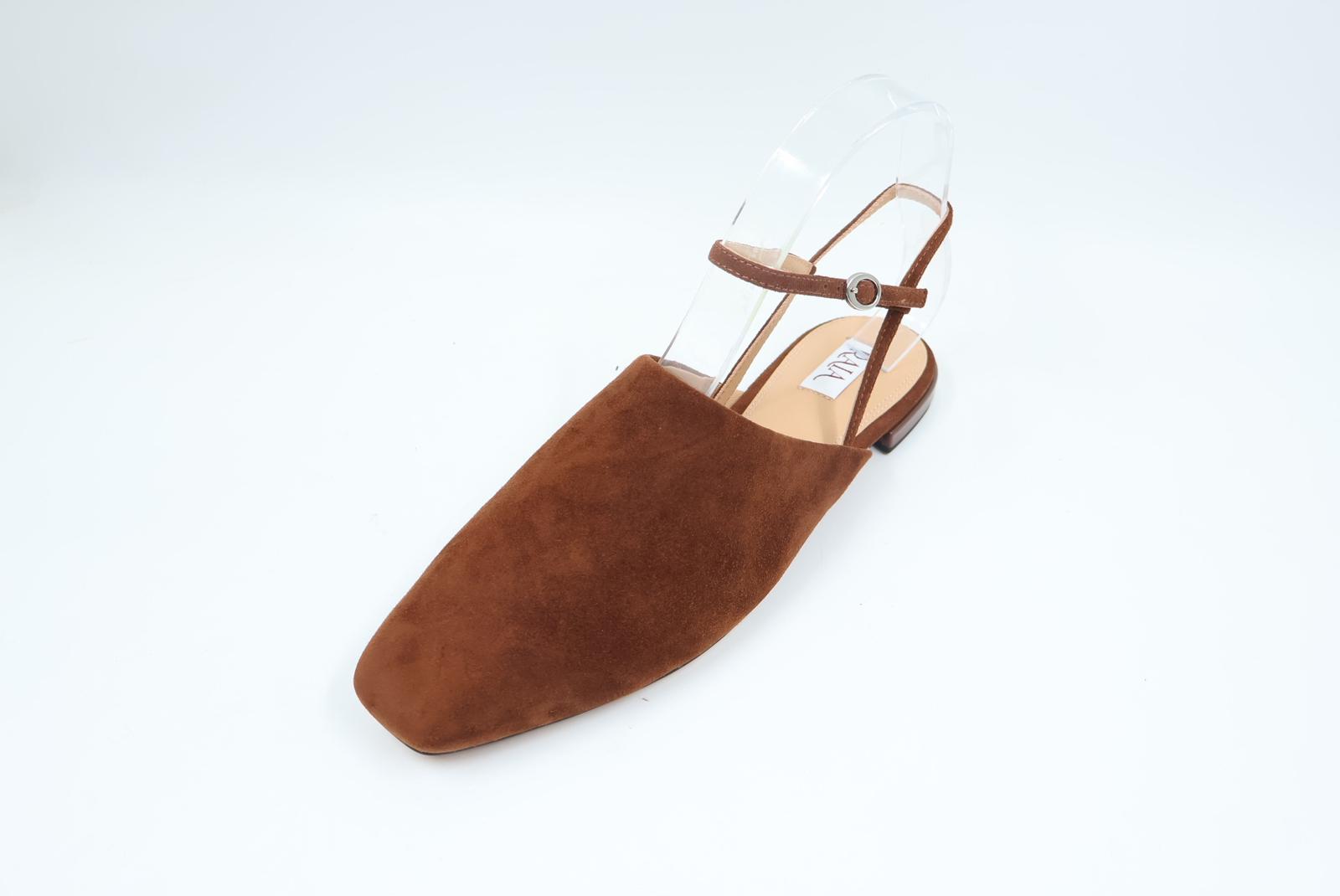 Cognac — Suede Slingback Flat