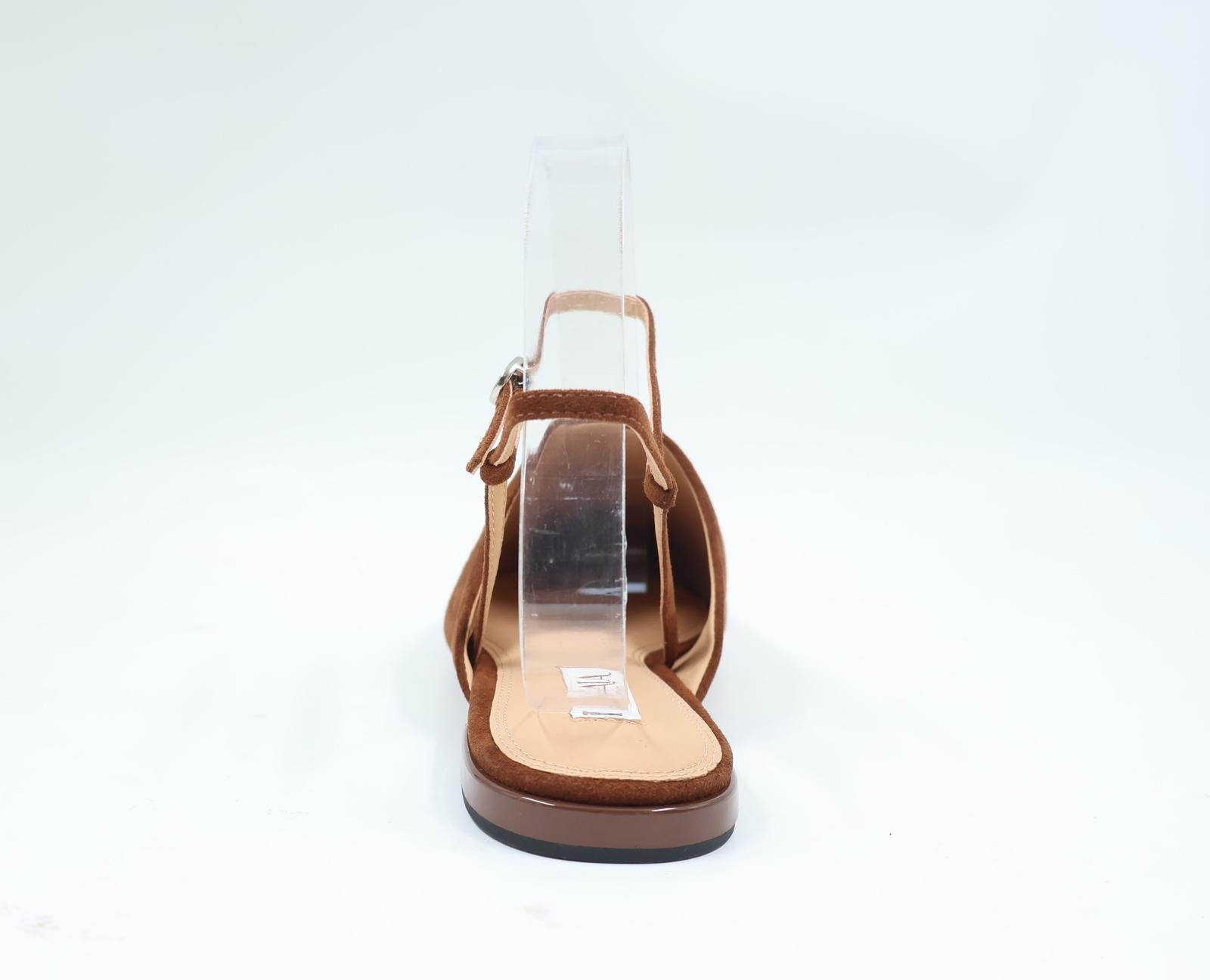 Cognac — Suede Slingback Flat