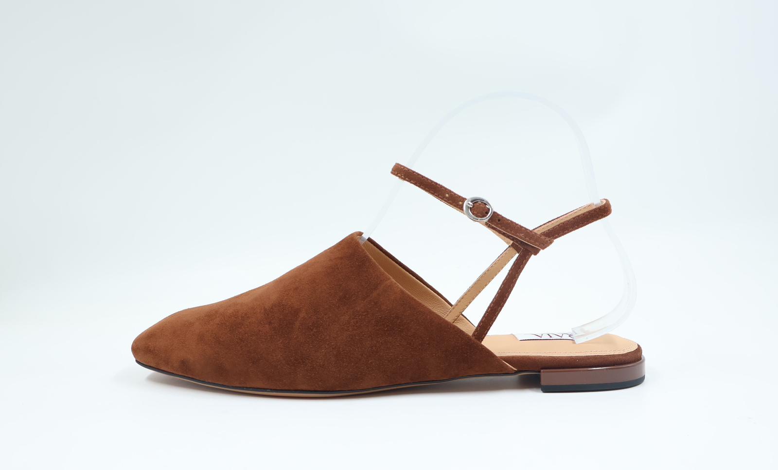 Cognac — Suede Slingback Flat