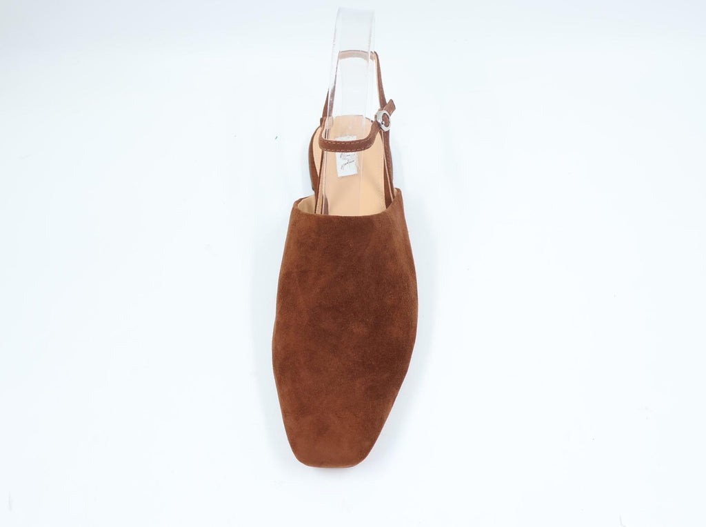 Cognac — Suede Slingback Flat