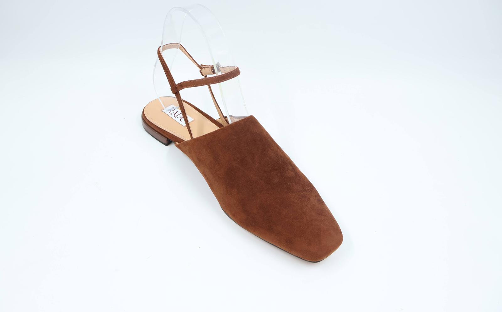 Cognac — Suede Slingback Flat