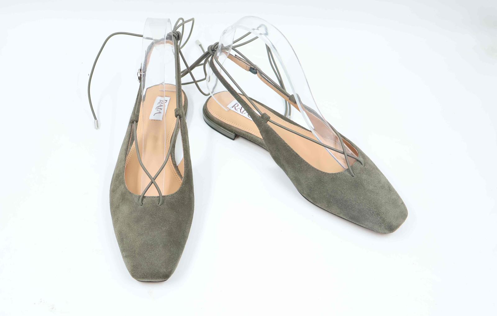 Solea — Olive Suede Lace Up Flat