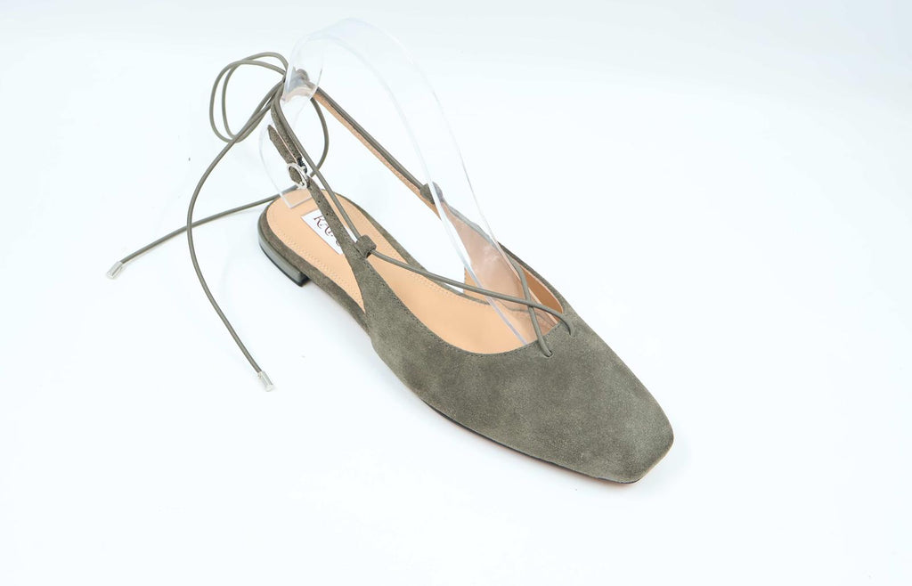 Solea — Olive Suede Lace Up Flat