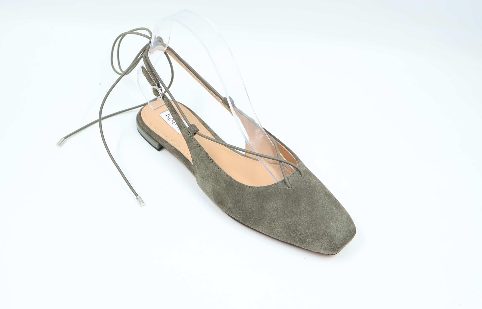 Solea — Olive Suede Lace Up Flat