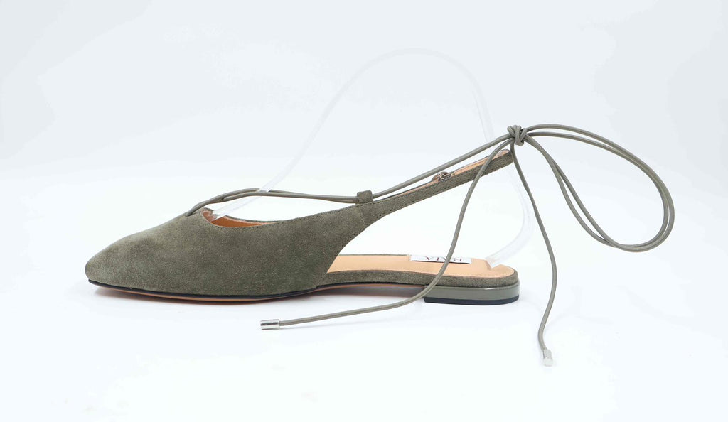 Solea — Olive Suede Lace Up Flat